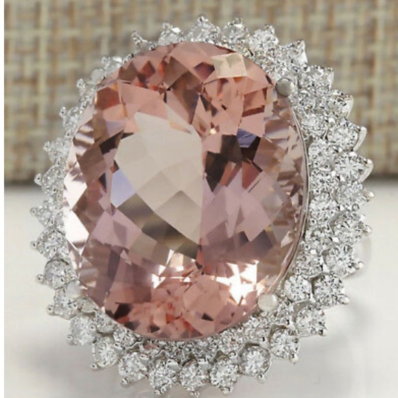 Gorgeous Huge 925 Silver Ring Champagne Crystal - Picture 6 of 15